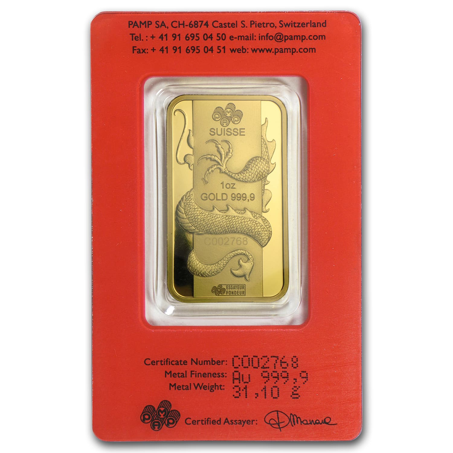 2012 1 oz Gold Bar - PAMP Suisse Year of the Dragon (In Assay) | eBay